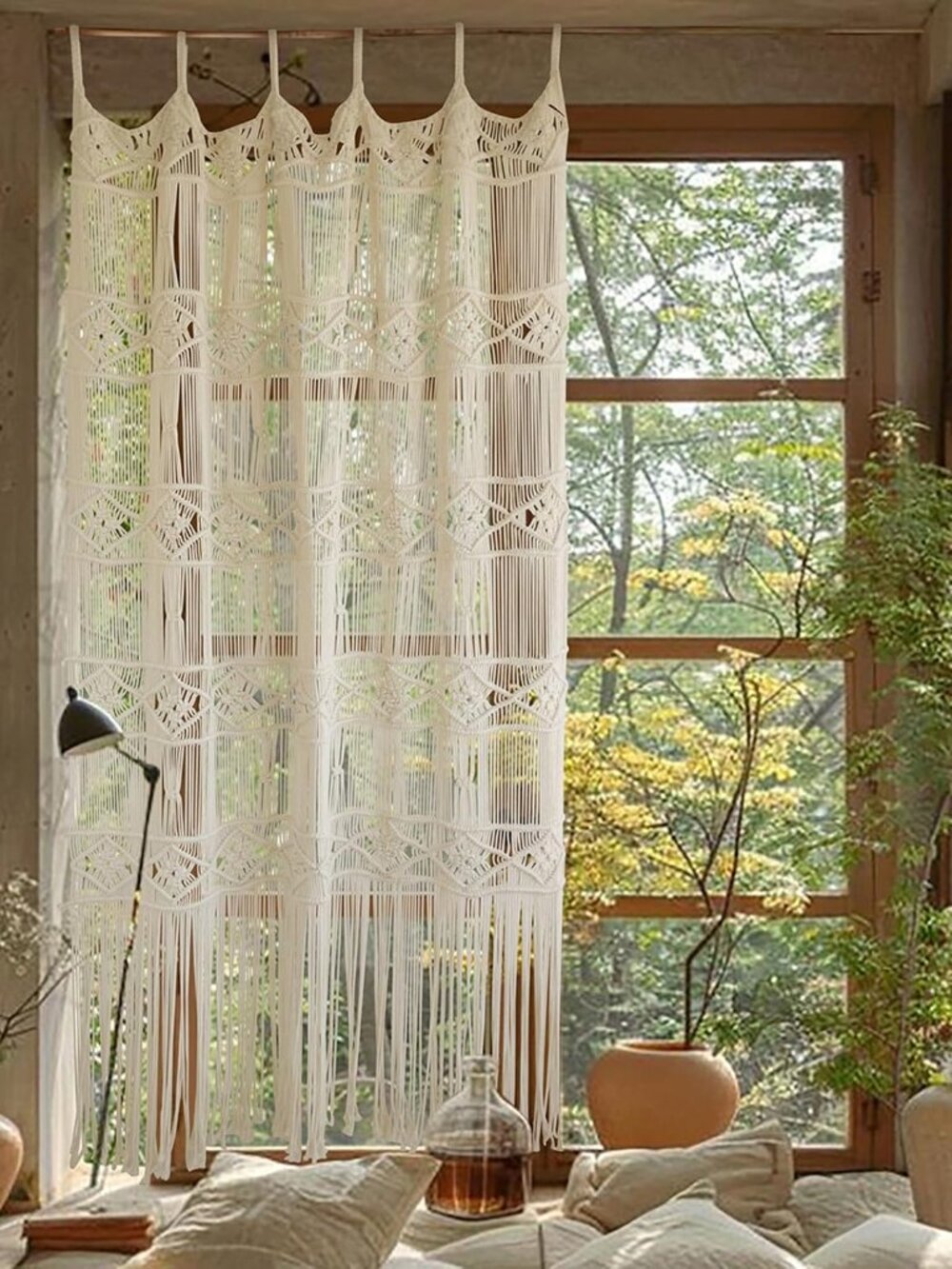 Macrame Curtain Handmade Woven Divider Doorway window Curtain 42"W*75"L - Picture 3 of 7